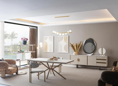 Villen Möbel xxl Sideboard Esstisch Stuhlgruppe Garnitur Esszimmer 7tlg.