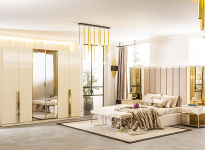 Helles Schlafzimmer Bett Nachttisch Kleiderschrank Schrank Möbel 5tlg.