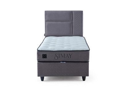 Graues Einzelbett Einfarbiges Schlafzimmer Bett Rechteckiges Neues Bett