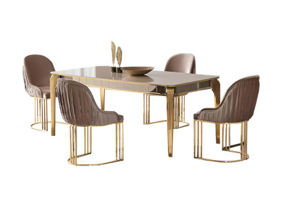 Luxus Esszimmer Tisch Essgarnitur Garnitur Essgruppe 6 Lehnstühle Set 7tlg