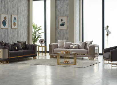 Couch Garnitur Dreisitzer Sessel Violett Couch Stoff 3tlg Polstersofa