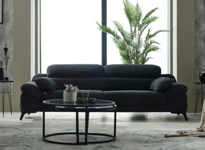 Wohnzimmer Sofa Couch Modern Dreisitzer Modern Polster Sitz Designer Schwarz Neu