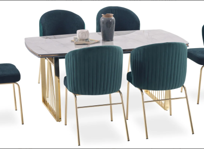 Exklusives Design Esszimmer Set Esstisch + 6x Stühle