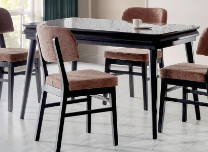 Esszimmer-Set 5tlg. Esstisch 4x Stühle Modern Design Schwarz Luxus Set