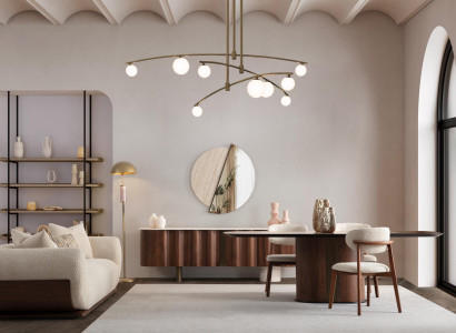 Esszimmer Set Esstisch 4x Stühle Kommode mit Spiegel Modern Set Essgruppe