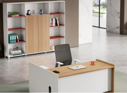 Komplettbüro Arbeitszimmermöbel Arbeitstisch Büroschrank Weiß Holz