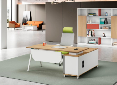 Komplettbüro Arbeitszimmermöbel Arbeitstisch Büroschrank Weiß Holz Set