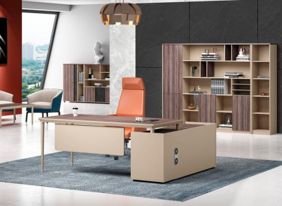 Tisch Holz Büro Ecke Bürotisch Schreibtisch Büromöbel Beige Luxus