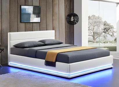 Bett LED-Licht Doppelbett 180 x 200 Möbel Einrichtung Schlafzimmer Design  Neu