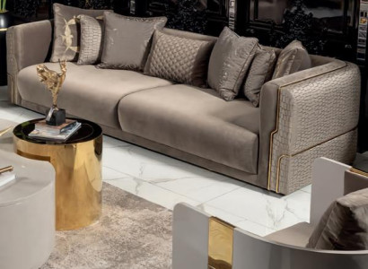 Sofa 3 Sitzer Luxus Wohnzimmer Design Polster Moderne Stoff Jugendliche Neu
