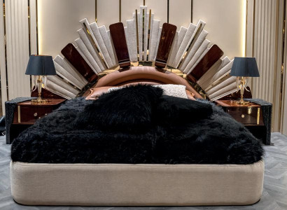 Bett Nachttische Moden Set 3TLG Schlafzimmer Erwachsene Holz Beige Neu JV Möbel