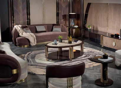 Set 6tlg Sofa Sessel Couchtisch TV Lowboard TV Unit Luxus Wohnzimmer Moderne Neu