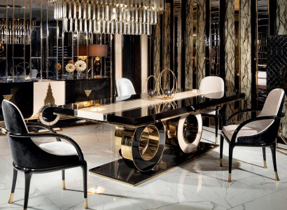 Set 5tlg Esstisch 4xStühle Wohnzimmer Luxus Design Essgruppe Garnitur Modern Neu