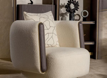 Sessel Wohnzimmer  Luxus Beige Modern Einfarbig Polyester Jugendliche Mit Kissen