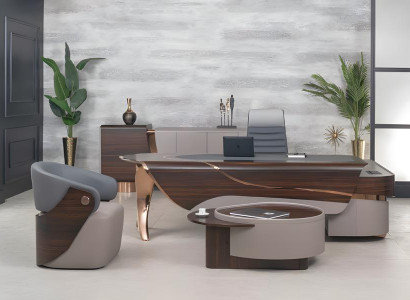 Bürotisch Büromöbel Modern Komplettbüro Schreibtisch Set 4tlg Holz Braun Büro