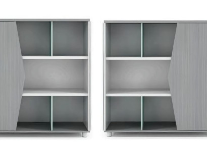 Grau Aktenschrank 2-teilig, Modern, Freistehend, 120x40x120 cm