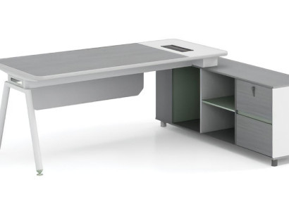 Chef Schreibtisch Eckschreibtisch Büro Tisch Möbel Einrichtung Hellgrau