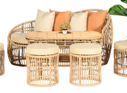 Gartenmöbel Sofagarnitur Tisch Hocker Sessel Veranda Sitzgruppen Esstisch Sofa