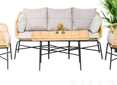 GartenMöbel Garten Sitzmöbel Sofagarnitur Dreisitzer Sofa Sessel Esstisch Set