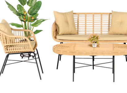 GartenMöbel Set 3tlg Möbel Sitzmöbel Sofagarnitur Terrasse Tisch Sofa Couchtisch