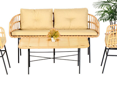 Garten Möbel Sitzmöbel Sofagarnitur Terrasse Tisch Sofa Couch 4tlg. Set Modern