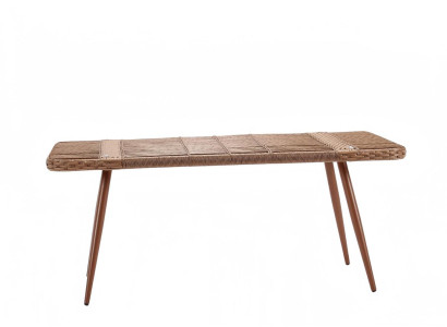 Couchtisch Rechteckig Beige Luxus Rattan Moderner Design Kaffeetisch Hochwertig