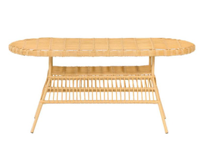 Hochwertiges Esstisch Rattan GartenMöbel Terrasse Balkon Luxus Design Beige