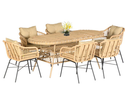 Set 7tlg. GartenMöbel Esstisch Stühl Terrasse Balkon Luxus Hochwertiges Garnitur