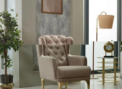 Sessel Polstersessel Stoff Sitzer Moderne Beige Wohnzimmer Einsitzer