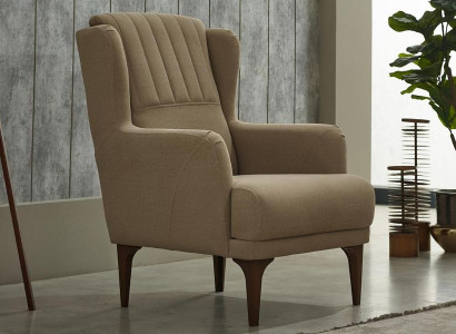 Sessel Polstersessel Einsitzer Stoff Sitzer Moderne Beige Wohnzimmer