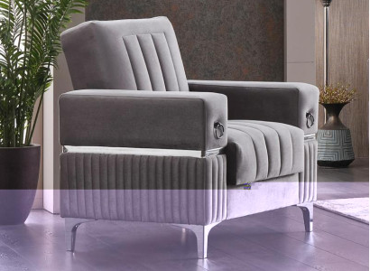 Sessel Polstersessel Stoff Wohnzimmer Sitzer Moderne Grau Einsitzer