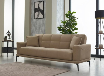 Beige Couch Dreisitzer Polstersofa Design 3 Sitzer Stoffsofa Sofa