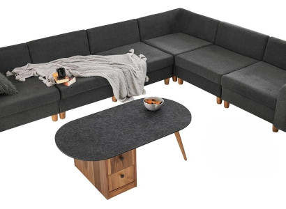 Ecksofa L-Form Sofa Grau Stoffsofa Polstersofa Großes Couch Design