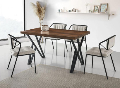 Esszimmer Essgruppe Essecke Holztisch Esstisch Stühle Set 7tlg Braun