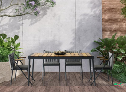 Esszimmer Essgruppe Essecke Holztisch Esstisch Stühle Set 5tlg Grau