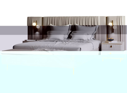 Schlafzimmermöbel Schlafzimmer Set Doppelbett Schrank Beige 8tlg Holz Luxus