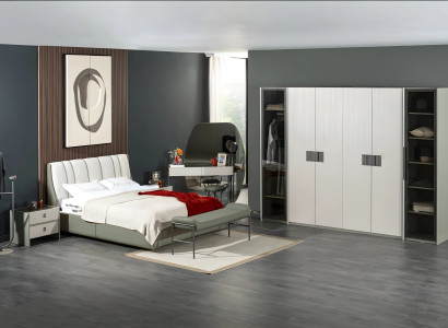 Gruppe Bettgestell Schlafzimmer Doppelbett Konsole Schrank Weiß 6tlg Holz