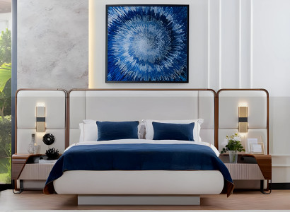 Garnitur Doppelbett mit Bettkasten Schlafzimmer Nachttische Weiß Stoff 3tlg