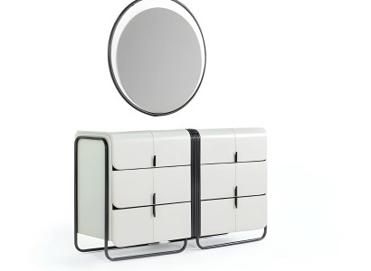 Frisierkommode Kommode mit Spiegel Schrank Hocker Holz Weiß 3tlg Set