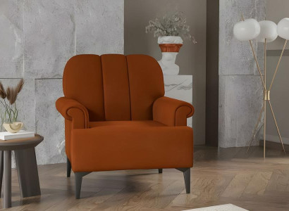 Sessel Einsitzer Stoffsessel Stoff Sitzer Polstersessel Orange Design