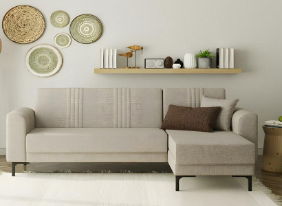 Stoffsofa Sofa Polstersofa Ecksofa L Form Couch Beige Bettfunktion