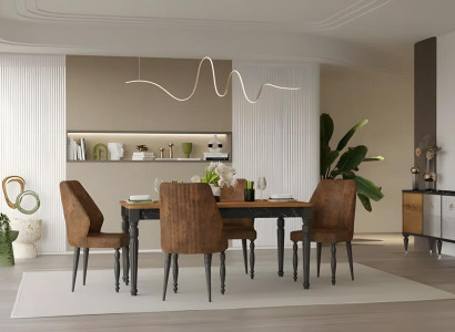 Essecke Esszimmer Esstisch Stühle Garnitur 7tlg Braun Holz Holztisch