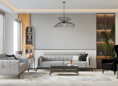 Sofagarnitur Dreisitzer Sessel Grau Sofa Stoffsofa Luxus 3tlg Couch
