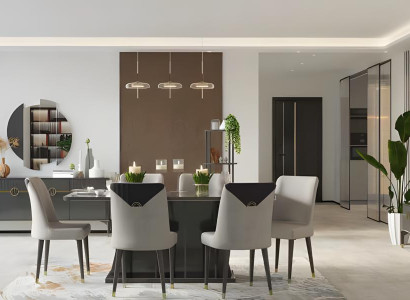 Essgruppe Esszimmer Esstisch Tisch Stühle Anrichte 9tlg Grau Holz Set