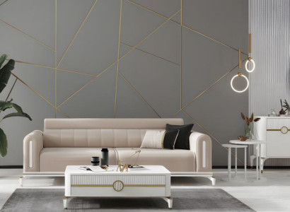 Dreisitzer Stoffsofa Sofa 3 Sitzer Beige Sofa Couch Design Polstersofa