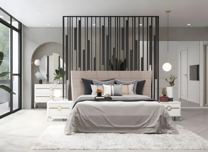 Komplette Schlafzimmer Doppelbett Nachttische Stoff 5tlg Weiß Kommode
