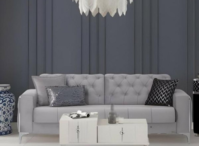 Dreisitzer Sofa 3 Sitzer Polstersofa Grau Couch Sofa Stoffsofa Modern