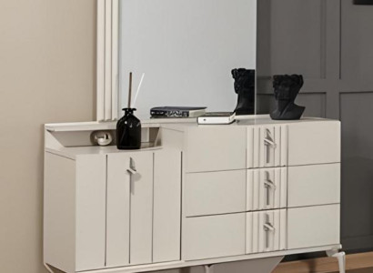 Schminktisch Frisiertisch Schminkkommode Holz Beige Design Spiegel Set
