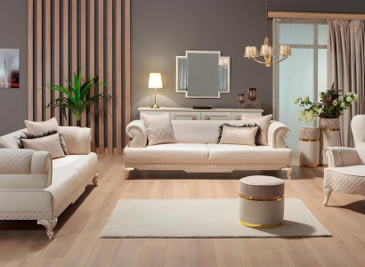 Stoffsofa Sofagarnitur Zweisitzer Sessel Couch 3tlg Polstersofa Beige