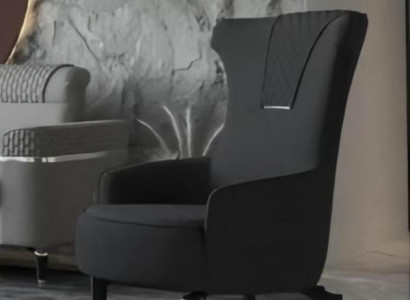 Ohrensessel Sessel Stoffsessel Sitzer Design Grau Einsitzer Wohnzimmer